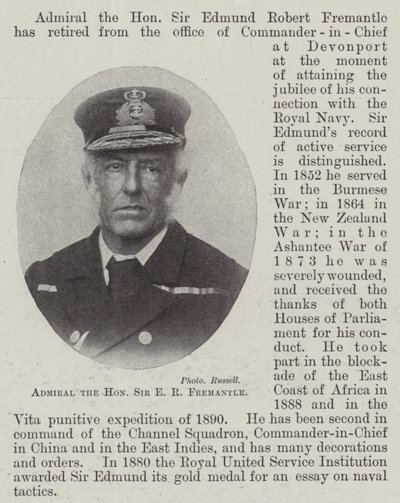Almirante el Honorable Sir E R Fremantle de English Photographer