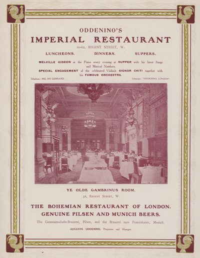 Anuncio del restaurante Imperial de Oddenino, Regent Street, Londres de English Photographer