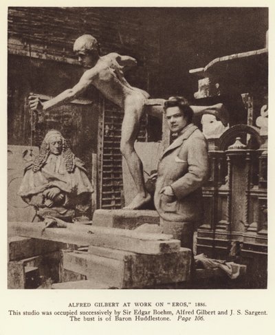 Alfred Gilbert, escultor inglés trabajando en Eros de English Photographer