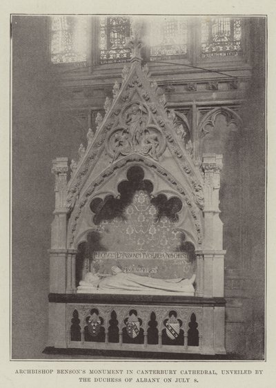 Monumento del Arzobispo Benson en la Catedral de Canterbury, develado por la Duquesa de Albany el 8 de Julio de English Photographer