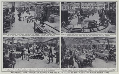 Montaje, Cómo la división del trabajo desempeña sus múltiples funciones en la fabricación de Automóviles Morris de English Photographer
