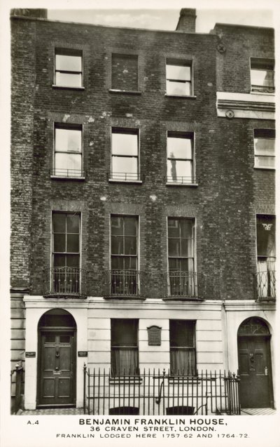 Casa de Benjamin Franklin, Craven Street, Londres de English Photographer