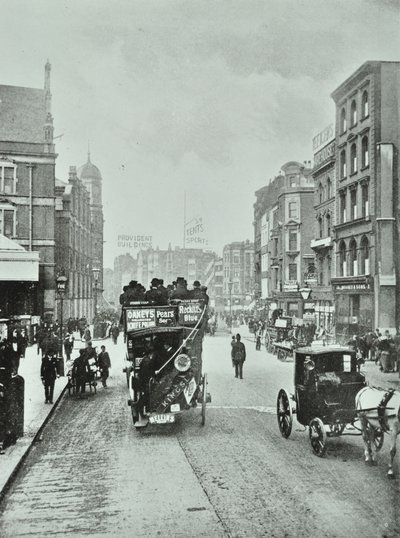 Bishopsgate: norte desde Liverpool Street, Londres, 1890 de English Photographer