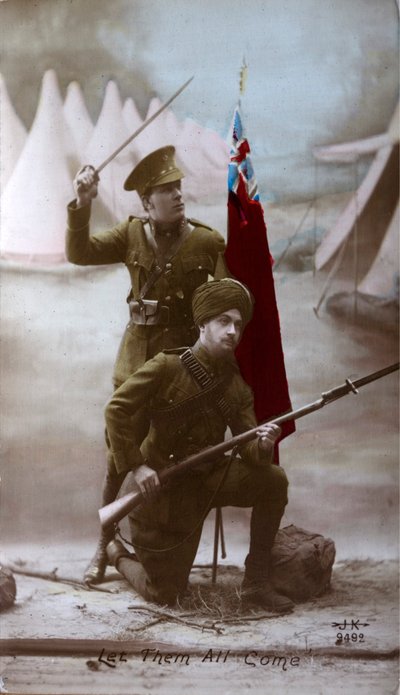 Soldados británicos e indios, Primera Guerra Mundial de English Photographer
