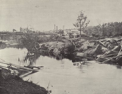 Puente Burnley, sobre el Yarra, después de las Inundaciones de Julio de 1891 de English Photographer