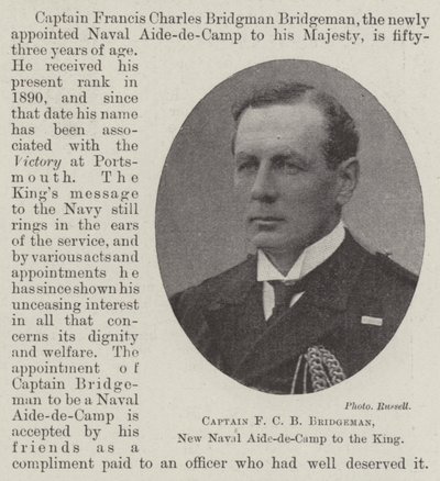 El capitán F C B Bridgeman, nuevo ayudante de campo naval del Rey de English Photographer