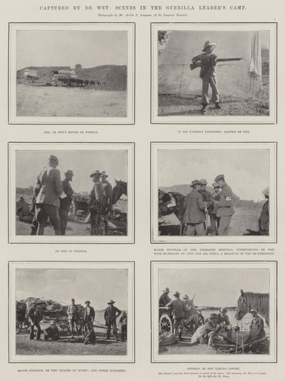 Capturado por De Wet, escenas en el campamento del líder guerrillero de English Photographer