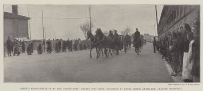 El representante de China en la coronación, el príncipe Tsai Chen, escoltado por la Artillería Real a Caballo, saliendo de Shanghái de English Photographer