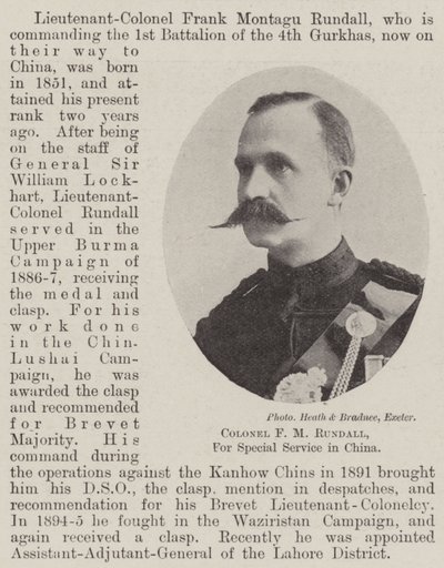 Coronel F M Rundall, para servicio especial en China de English Photographer