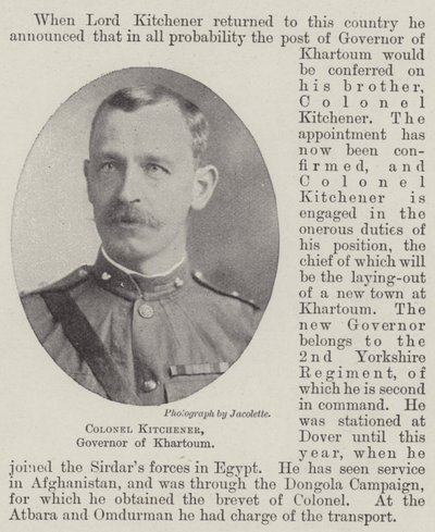 Coronel Kitchener, gobernador de Jartum de English Photographer