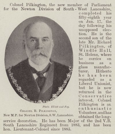Coronel R Pilkington, nuevo MP por la División de Newton, SW Lancashire de English Photographer