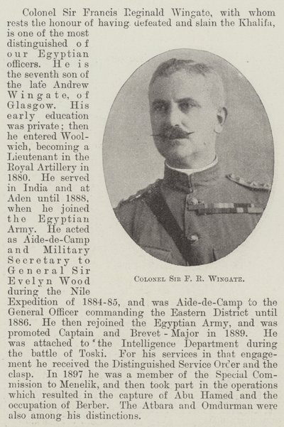 Coronel Sir F R Wingate de English Photographer