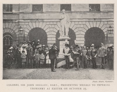 El Coronel Sir John Shelley, Baronet, presentando medallas a la Caballería Imperial en Exeter el 25 de octubre de English Photographer