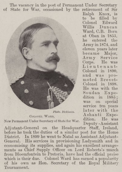 Coronel Ward, nuevo Subsecretario Permanente de Estado para la Guerra de English Photographer