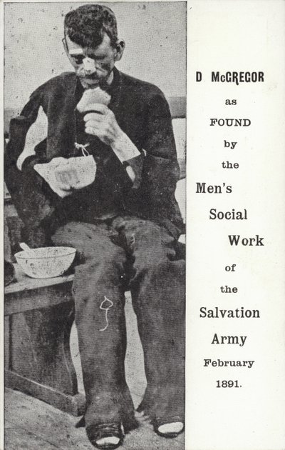 D McGregor encontrado por el Trabajo Social de Hombres del Ejército de Salvación, febrero de 1891 de English Photographer