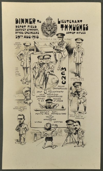 Cena para el Teniente T. H. Hughes, Artist Rifles, Depot Field Survey Company, Royal Engineers, 29 de agosto de 1918 de English Photographer