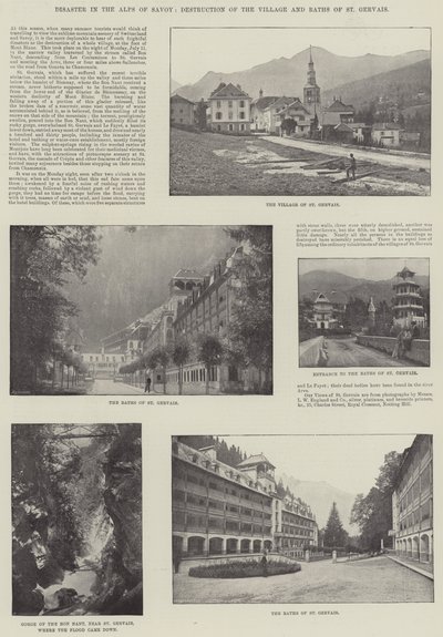 Desastre en los Alpes de Saboya, Destrucción del Pueblo y Baños de St Gervais de English Photographer