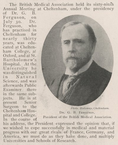 Dr. G B Ferguson, Presidente de la Asociación Médica Británica de English Photographer