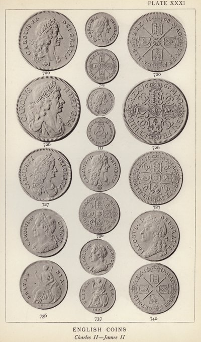 Monedas inglesas, Carlos II, Jacobo II de English Photographer