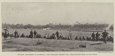 Jugadores de críquet ingleses en Australia, el Oval de Críquet de Adelaida, el equipo inglés en el campo de English Photographer
