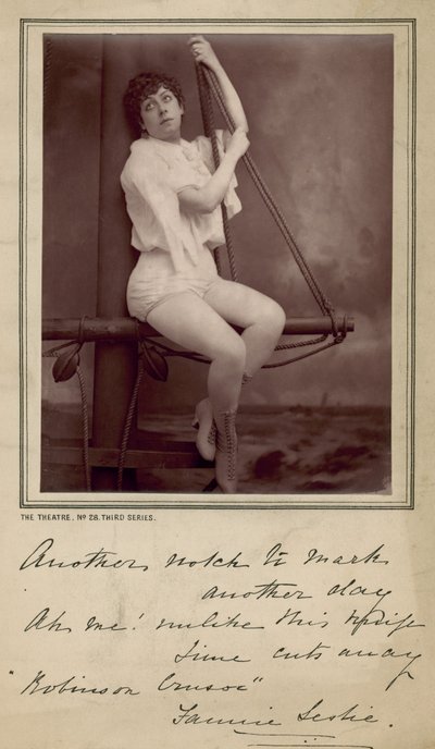Fannie Leslie, actriz, fotografía y mensaje firmado de English Photographer