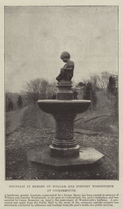 Fuente en Memoria de William y Dorothy Wordsworth en Cockermouth de English Photographer