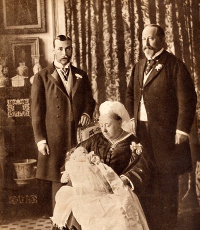 Cuatro generaciones de la familia real inglesa, ilustración de 