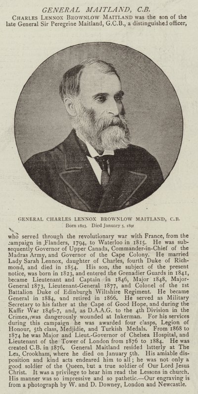 General Charles Lennox Brownlow Maitland, CB de English Photographer