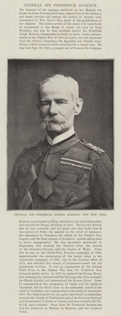 General Sir Frederick Sleigh Roberts, el Nuevo Par de English Photographer