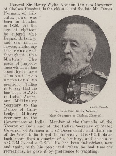 General Sir Henry Norman, nuevo gobernador del Hospital de Chelsea de English Photographer
