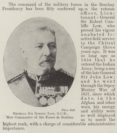 El general Sir Robert Low, GCB, nuevo comandante de las fuerzas en Bombay de English Photographer