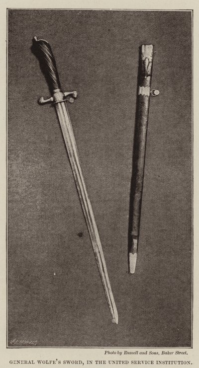 Espada del General Wolfe, en la Institución de Servicio Unido de English Photographer