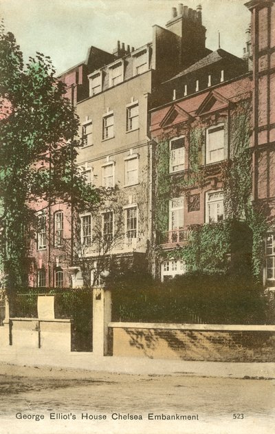 Casa de George Elliot, Cheyne Walk, Chelsea Embankment, Londres (foto coloreada) de English Photographer