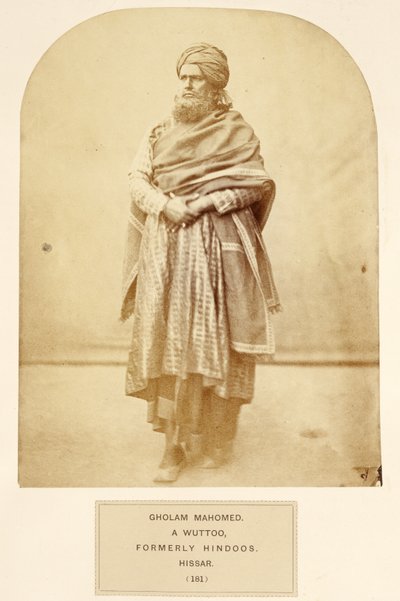 Gholam Mahomed, un Wuttoo, anteriormente Hindúes, Hissar, de The People of India, por J. Forbes Watson, publicado en 1868 de English Photographer