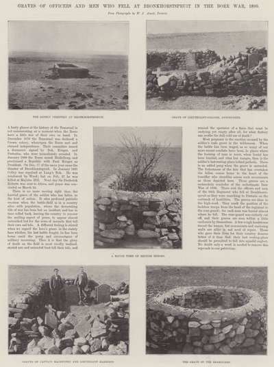 Tumbas de oficiales y hombres que cayeron en Bronkhorstspruit en la guerra bóer, 1880 de English Photographer