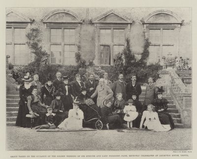 Grupo tomado con motivo de las Bodas de Oro de Sir Spencer y Lady Ponsonby-Fane, recientemente celebradas en Brympton House, Yeovil de English Photographer