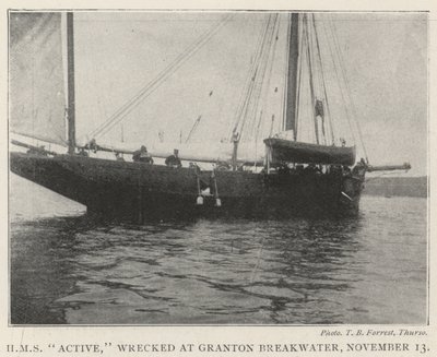 HMS Active, naufragado en el rompeolas de Granton, 13 de noviembre de English Photographer