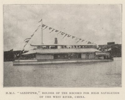 HMS Sandpiper, poseedor del récord de alta navegación del río Oeste, China de English Photographer