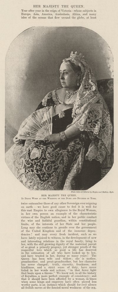 Su Majestad la Reina, con el Vestido usado en la Boda del Duque y la Duquesa de York de English Photographer