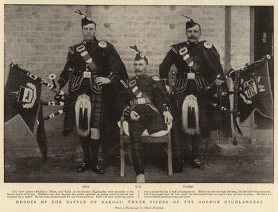 Héroes de la batalla de Dargai, tres gaiteros de los Gordon Highlanders de English Photographer
