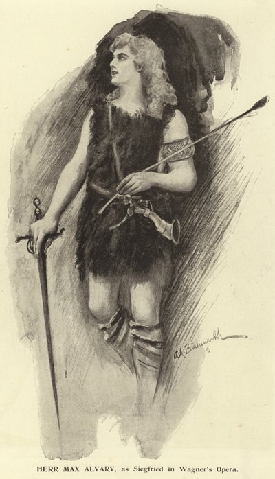 Herr Max Alvary, como Siegfried en la Ópera de Wagner de English Photographer