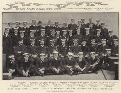De regreso de China, el almirante Sir E H Seymour y los oficiales del HMS Centurion de English Photographer