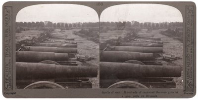Cientos de cañones alemanes capturados en un parque de armas en Bruselas (impresión estereoscópica) de English Photographer