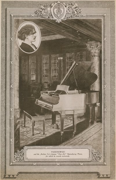Ignacy Jan Paderweski y el famoso piano Duo-Art de la Compañía Aeolian de English Photographer