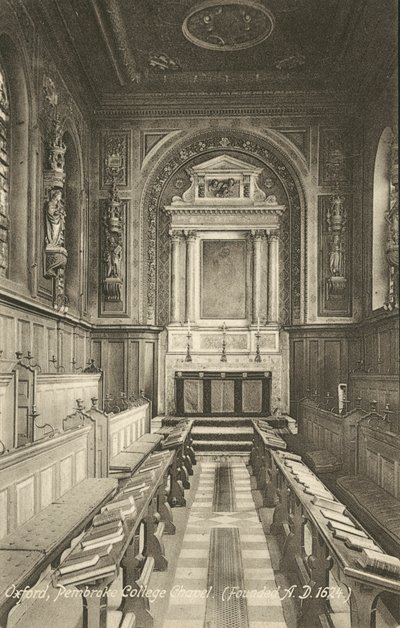 Interior, Capilla del Pembroke College, Oxford, Oxfordshire de English Photographer