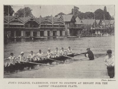 El equipo de Jesus College, Cambridge, para competir en Henley por el Ladies Challenge Plate de English Photographer