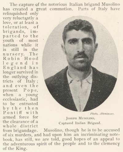 Joseph Musolino, capturado bandido italiano de English Photographer