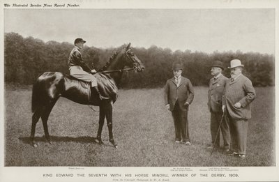 Rey Eduardo VII con su caballo, Minoru, ganador del Derby de English Photographer