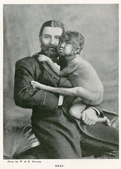 Krao, El Eslabón Perdido, exhibido en el Acuario, Westminster, Londres, en 1887 de English Photographer