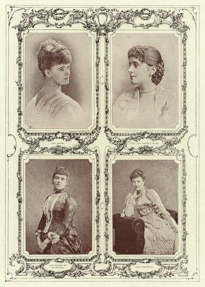 Lady Brooke, Lady Jane Seymour Combe, La Duquesa de Sutherland; Lady Borthwick de English Photographer